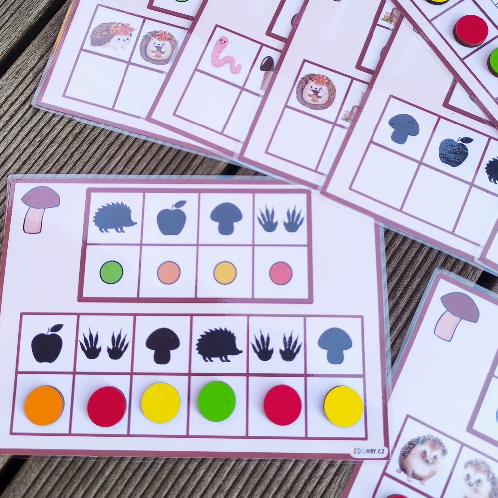 Aktivity ježek - zrakové vnímání barevná kolečka pracovní listy-5